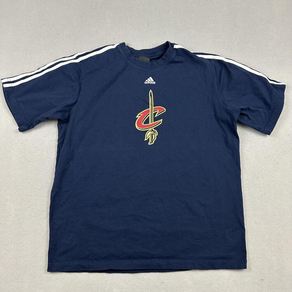 Cleveland Cavaliers Shirt Men Large Blue NBA Basketball Adidas 3 Stripe Tee L